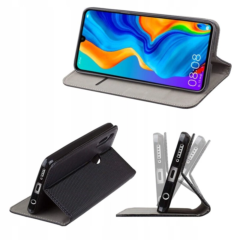 CUSTODIA LIBRO PER HUAWEI P30 LITE - COVER SMART MAGNET CASE NERO - Immagine 2 di 3