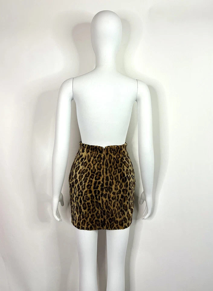 Falda De Colección Gianni Versace AW1994 Marrón Estampado Leopardo Piel Sintética 38 US4 Foto 3 de 4