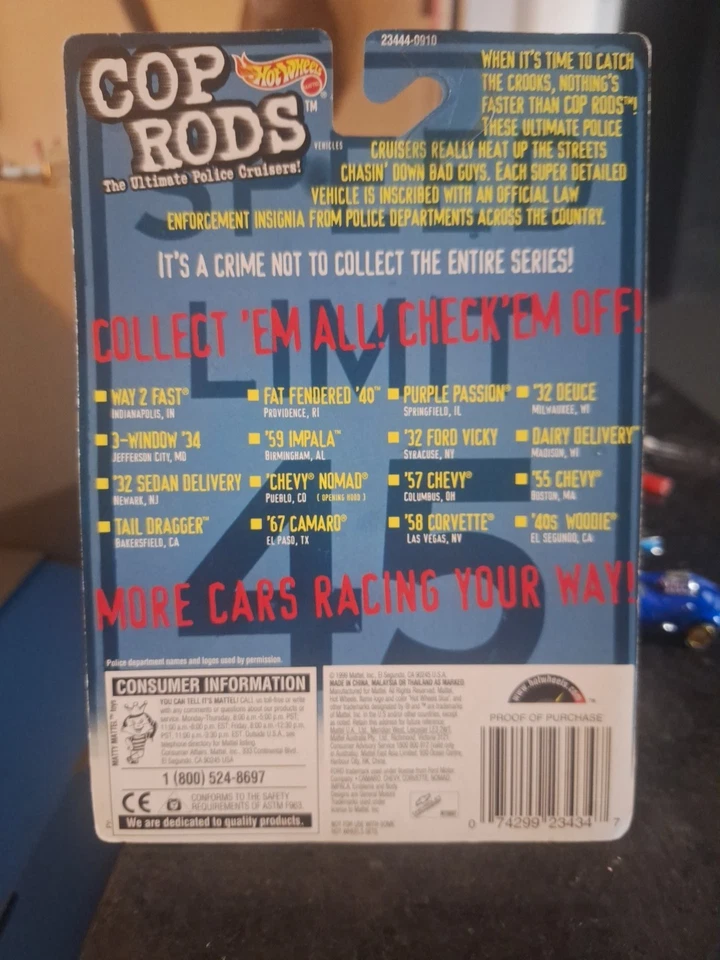 Hot Wheels Cop Rods 32 Ford Vicky Syracuse, NY Real Rider Wheels - Image 2 of 2