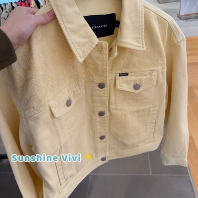 NWT COACH women Garment Dyed Denim Jacket Straw Cotton Choose Size