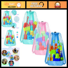 Mesh Beach Toy Bag Set - 3pcs Travel Sand Toys Backpack for Kids, Shell Collecti