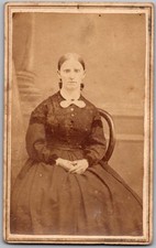 CDV Circa 1860s Gorgeous Lady In Dress With Collar Unmarked