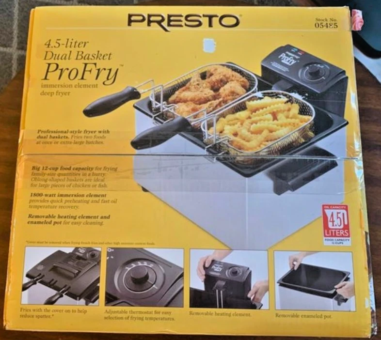 Fritadeira Presto ProFry 05485 cesta dupla 4,5 litros 1800W - CAIXA NUNCA ABERTA - Imagem 2 de 4
