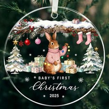 Babys First Christmas Ornament 2025 Girl, Baby Girl First Christmas Ornament