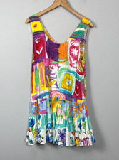 Vintage Jams World Short Tropical Floral Dress Small Floral Fleur V-Neck