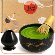 Matcha Tee Set | Teeschale, Besenhalter, Bambusbesen 80, Matchal&ouml;ffel | Marmor