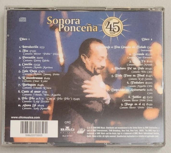 PAPO LUCCA Y LA SONORA PONCEÑA 45 ANIVERSARIO LIVE 2 CD SET - BMG 2000 - Image 3 of 3