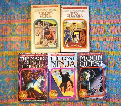 Choose Your Own Adventure Book Lot of 5 CYOA Cave Time Danger Ninja Moon Unicorn