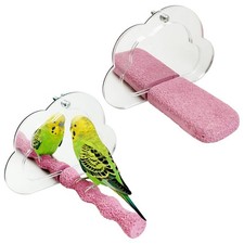 2 PCS Bird Perch with Mirror Resin Parakeet Perches Hanging Parrot Toys Inter...