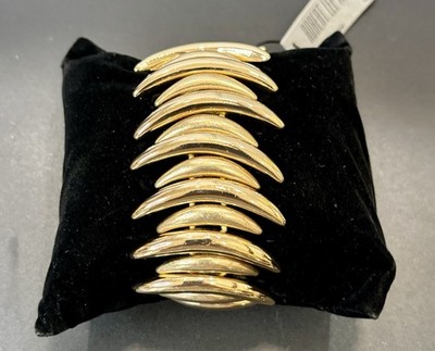 Vintage Robert Lee Morris Soho Bracelet Brutalist Tribal Sculpture Gold Plated