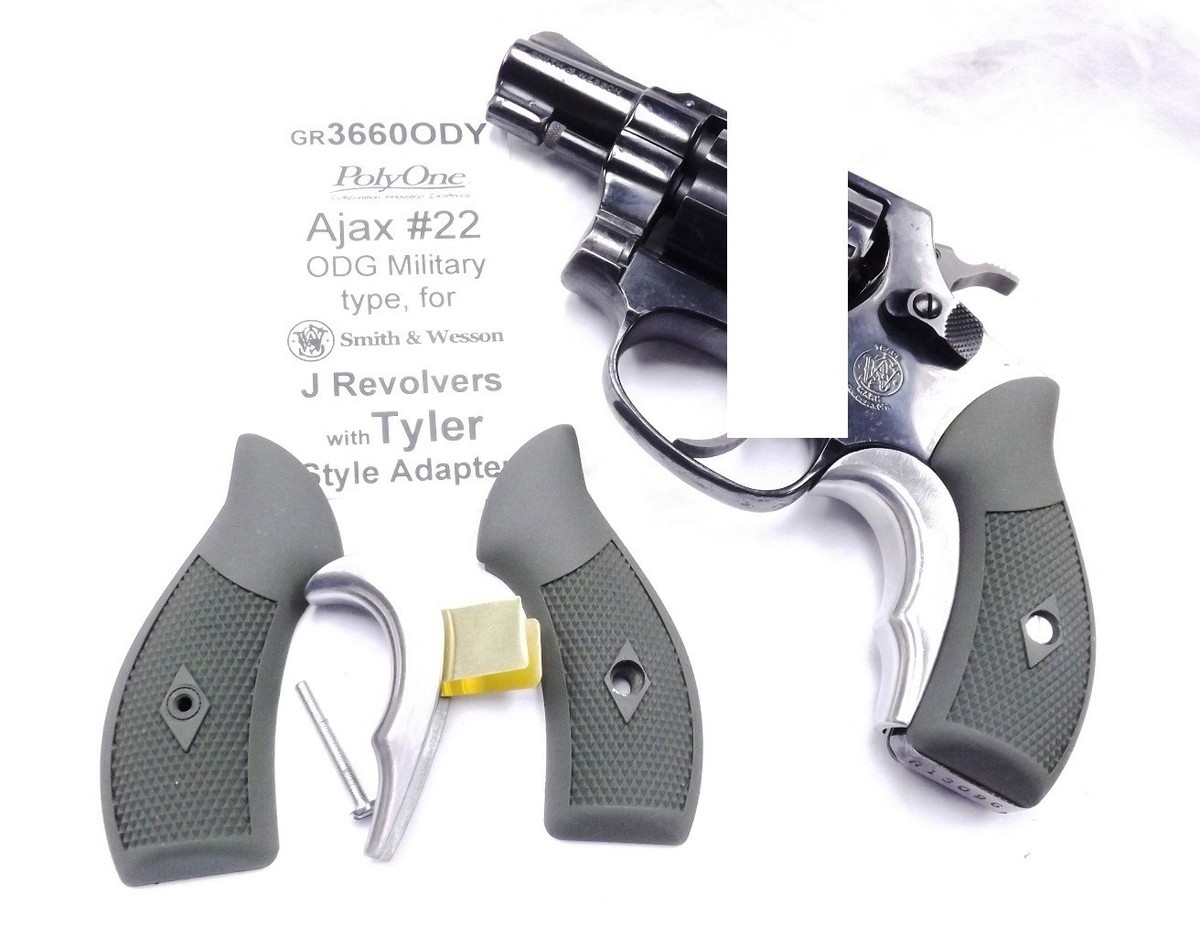 OD Green Ajax type Grips & Tyler T-grip style Adapter S&W J