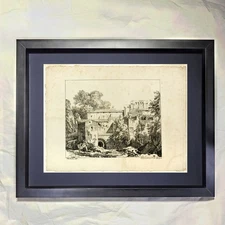 Achille Etna Michallon "Landscape with Ruins and Viaduct" CUSTOM FRAMED Art