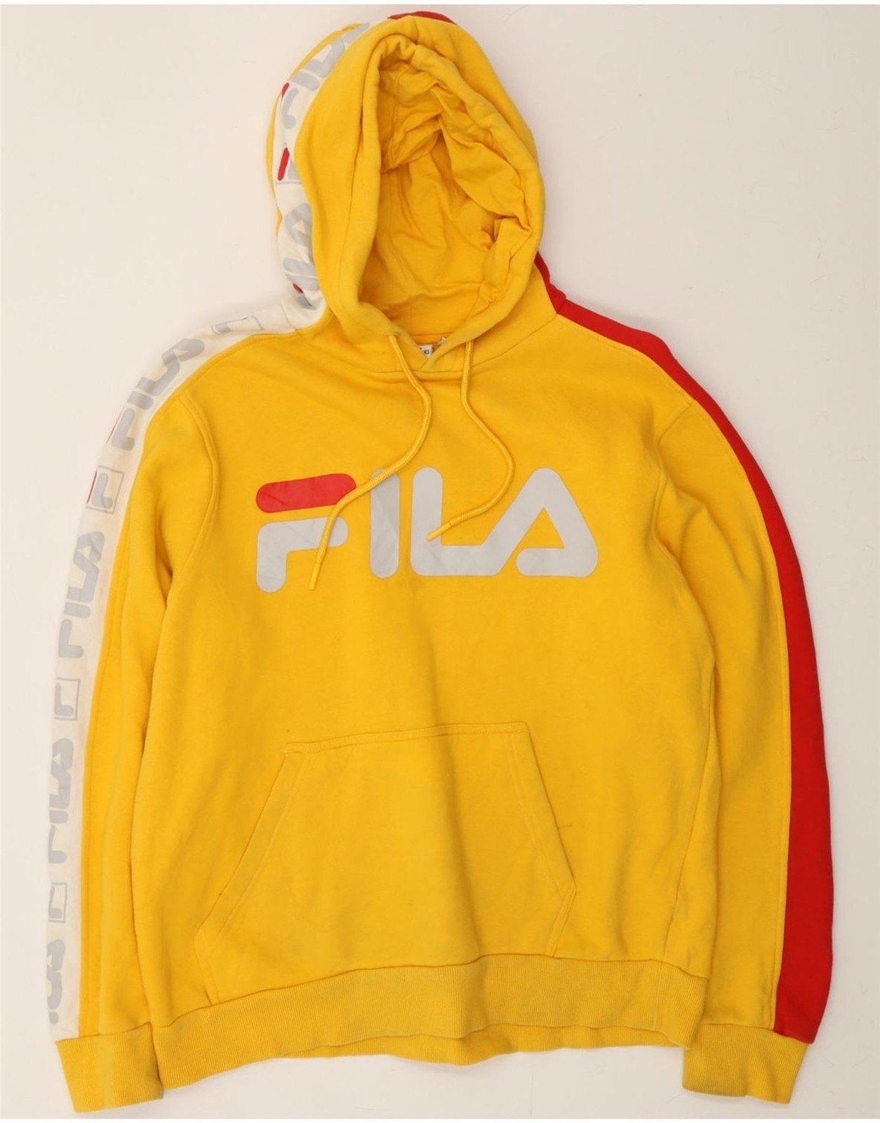 FILA Maglione Uomo Grafico Felpa con Cappuccio Giallo Medio Colourblock Cotone BM06