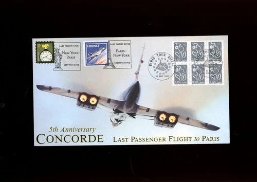 2008 Concorde Air France Flight Buckingham FDC Paris Tour Eiffel H/S.