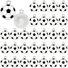 30pcs Enamel Soccer Charm for Jewelry Making, Min Football, Black