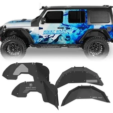 4 PCS Black Front Rear Inner Fender Liners For 2018-2025 Jeep Wrangler JL JLU