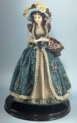 Vintage Meerchi Victorian Lady Resin Figurine With A Basket Of Flowers 12.5 x 8 