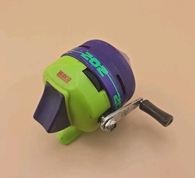 Vintage Zebco 202 Spincast Reel Rare Green & Purple Hulk Zombie 