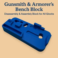 Glock Bench Block – Non-Marring Gunsmith Tool for Pin Removal & Assembly Blue