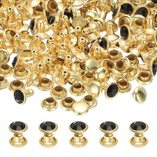 6mm Leather Rivets, 70 Sets Rhinestone Studs Rivet, Black Gold Tone