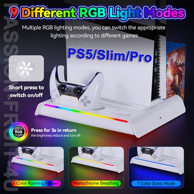 Lüfter Ständer Kühlstation Ladegerät für PS5/PS5 Slim/Pro Spielekonsolenständer