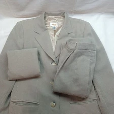 Vtg Talbot's Womens 4 Beige Black Houndstooth Suit Set 3pc Pants Skirt Blazer