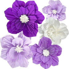 Purple Paper Flowers Artificial 3D Wall D cor Wedding Birthday Bridal Baby Showe