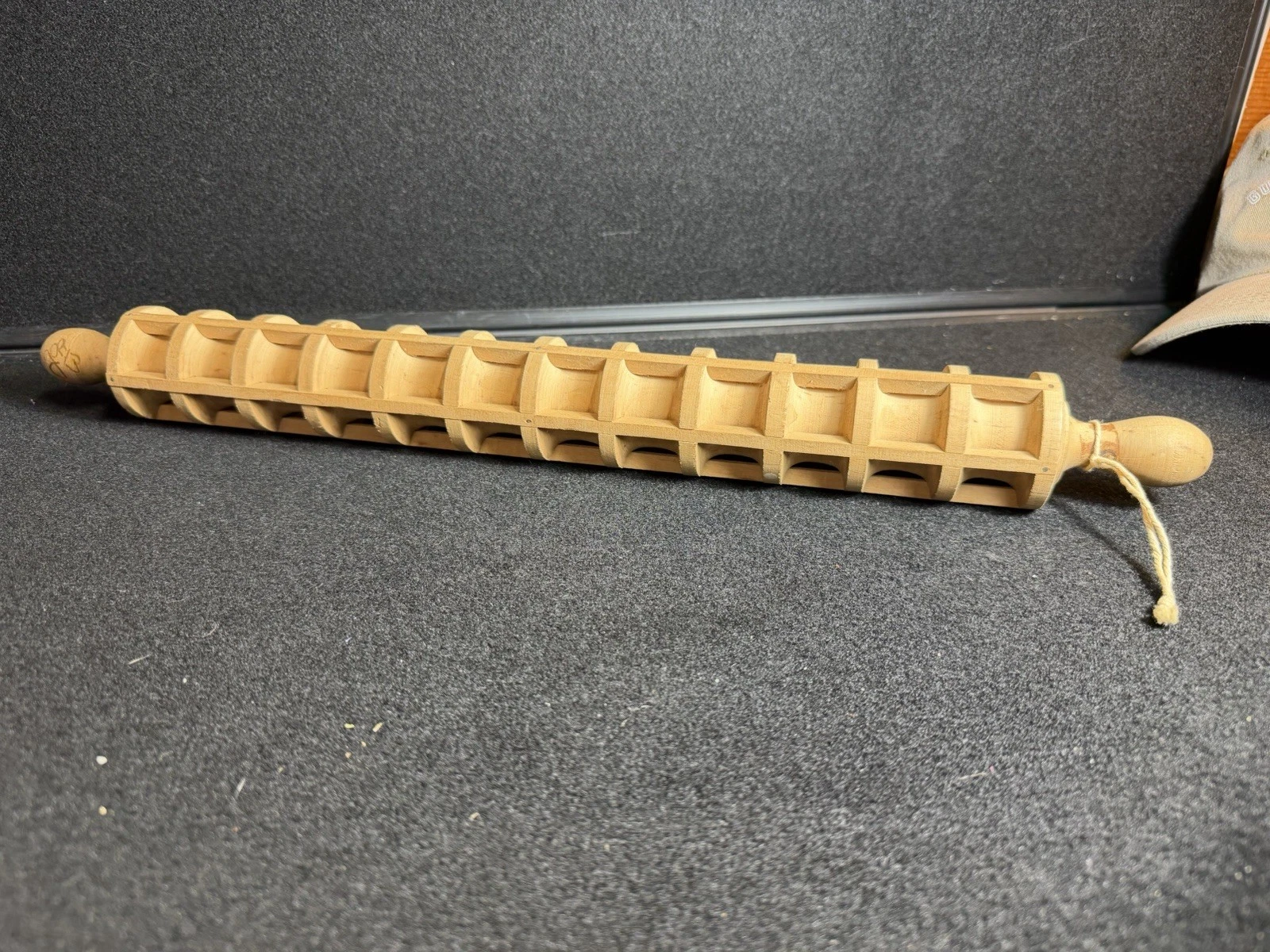 Vintage ALL WEST Wooden Ravioli Rolling Pin 12 Sections 5 Slotsit 19.5 inches