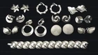 ALL Trifari Clip On Earrings w/ Bracelet 11 Pc Lot Silver Tone Signed Vintage
