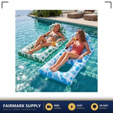 Inflatable Pool Float Lounger 65x53 Inches with Drink Holder Cooler Phone Slot