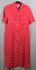 Gemini II Shirt Dress Womens 16 Linen Blend Button Front Short Sleeve Pocket