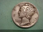 1937 P  Mercury Dime - Fine cond  , actual coin in photo