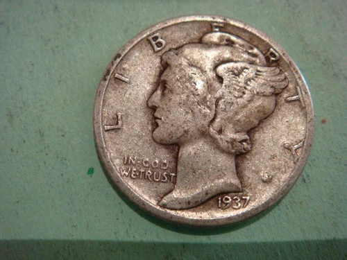 1937 P  Mercury Dime - Fine cond  , actual coin in photo