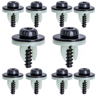 10 Sets Engine Splash Shield Screws for Ford - T30 Torx Head Bolts and Grommets 