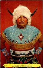 Vintage Native American Man Portrait Postcard So. Sioux City Nebraska Rembrant