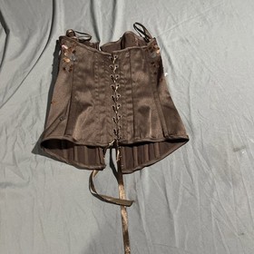 Brown Silky Sequined Bustier Girdle Lace Up Midevil Costume Corset Sz Medium 34