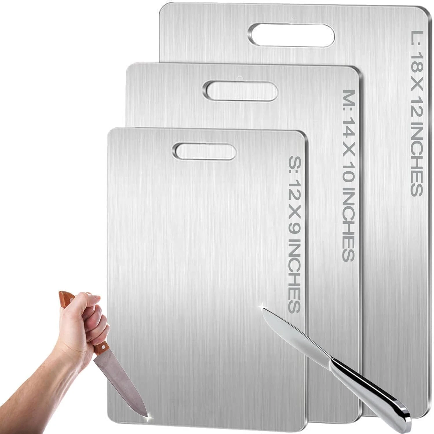 Titanium Cutting Board - 100% Pure, Double-Sided, Dishwasher Safe, 18"x12