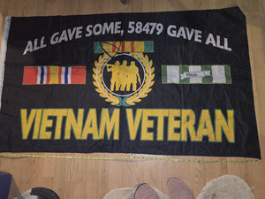 Vietnam Veteran Black Flag Banner "ALL GAVE SOME, 58479 GAVE ALL" 1960-