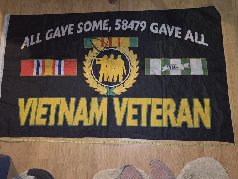 Vietnam Veteran Black Flag Banner "ALL GAVE SOME, 58479 GAVE ALL" 1960-