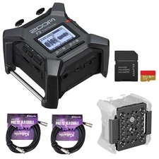 Zoom F3 Multitrack Portable Field Recorder w/ Card, Mount Plate & Cable Bundle