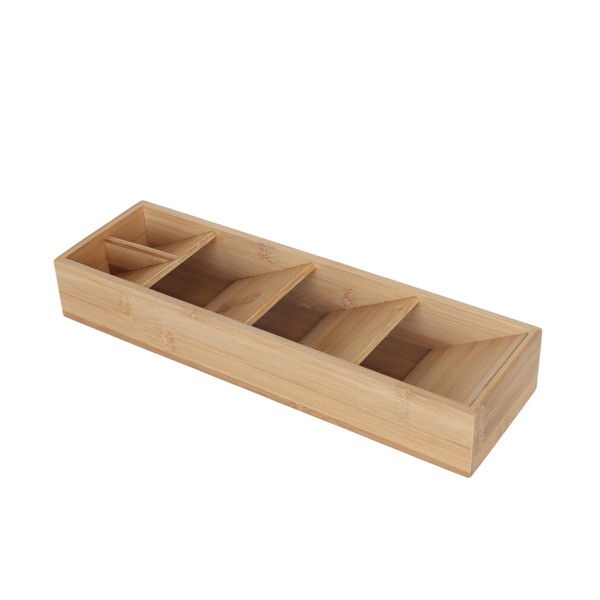Besteckorganizer 5 FäCher, Besteckkasten Bambus 6X40X12Cm, Schublade Natur-image