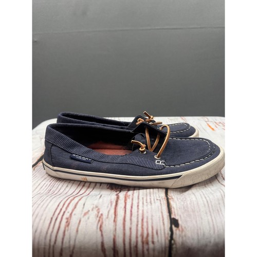 Sperry Top-Sider Womens Navy Blue Fabric Boat Shoes Loafers  Size 7 M - Picture 4 of 7