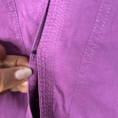 Top tunica Eileen Fisher donna XL viola misto lino tessuto italiano manica 3/4 - Foto 3 di 14