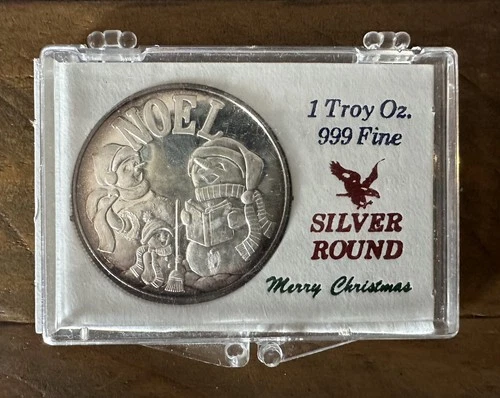1 Troy Ounce Silver .999 Fine Silver Round NOEL Merry Christmas Silver Coin