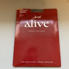 Hanes Alive Pantyhose Barely Black Full Support Reinforced Toe Control Top SZ B