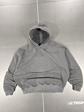 Sun Faded Black Boxy Blank Hoodie Large Vintage 90s Style Heavyweight