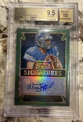 2014 Signatures Prizm Green Matthew Stafford Auto /5 SSP MVP Lions