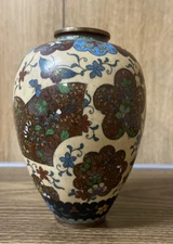 Japanese Cloisonne Vase Meiji Period 6" Tall - Damage Flawed