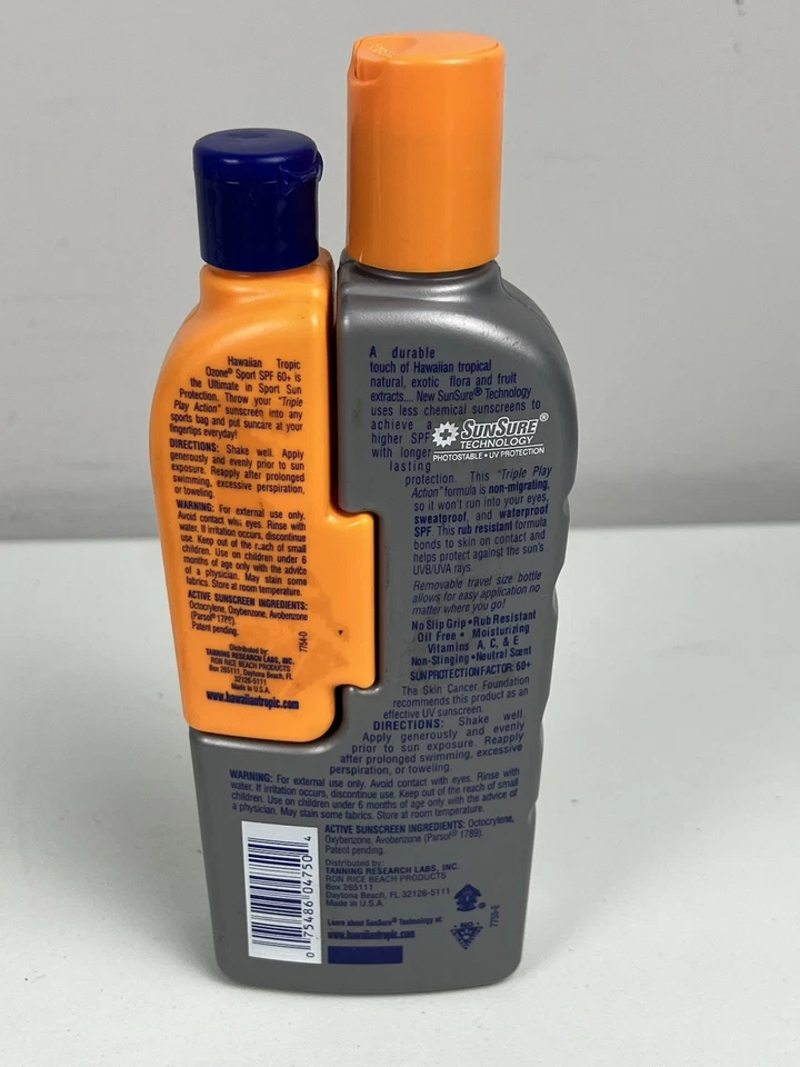 Hawaiian Tropic Ozone Sport Sunblock SPF 60+ Waterproof 8 Oz And 2 Oz Travel - Image 2 of 3
