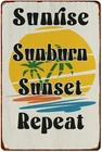 Vintage Sunset Beach Metal Tin Wall Decor Sign 8 X 12 Inch